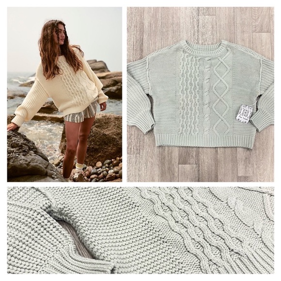 Free People Sweaters - Free People Dream Cable Crew Pull Over Sweater // Small